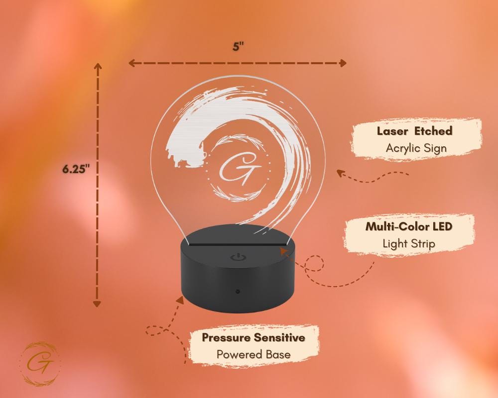 Swirl G Circle Acrylic LED Sign, Custom Wall Light