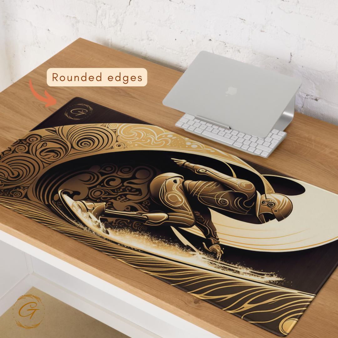 Space Surfer Design Gaming Mouse Pad, Large Desk Mat Artistic Design Office Desk Accessory Waterproof and Non-Slip Unique Computer Mouse Pad