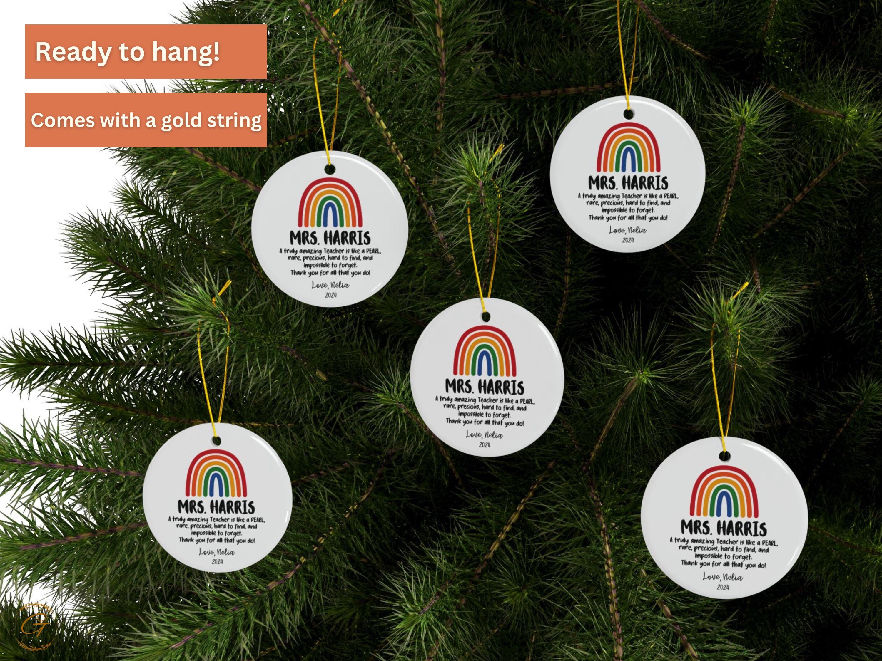 Personalized Teacher Rainbow Ornament, Teacher Appreciation Keepsakes
