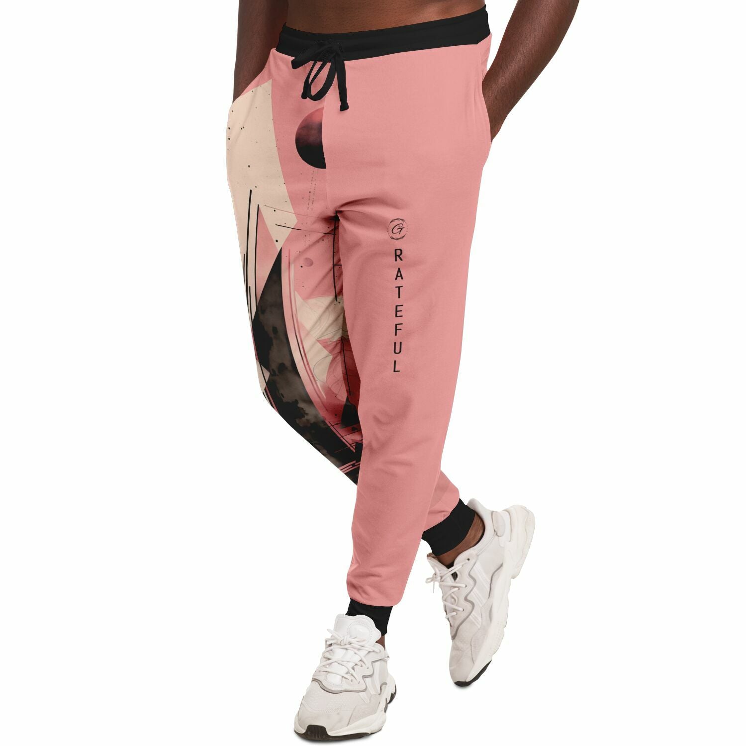 Pink Geometric Art Joggers – Abstract Minimalist Sweatpants