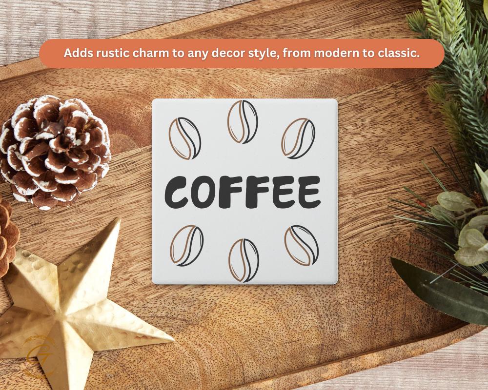 Soapstone Coaster Coffee Beans Design