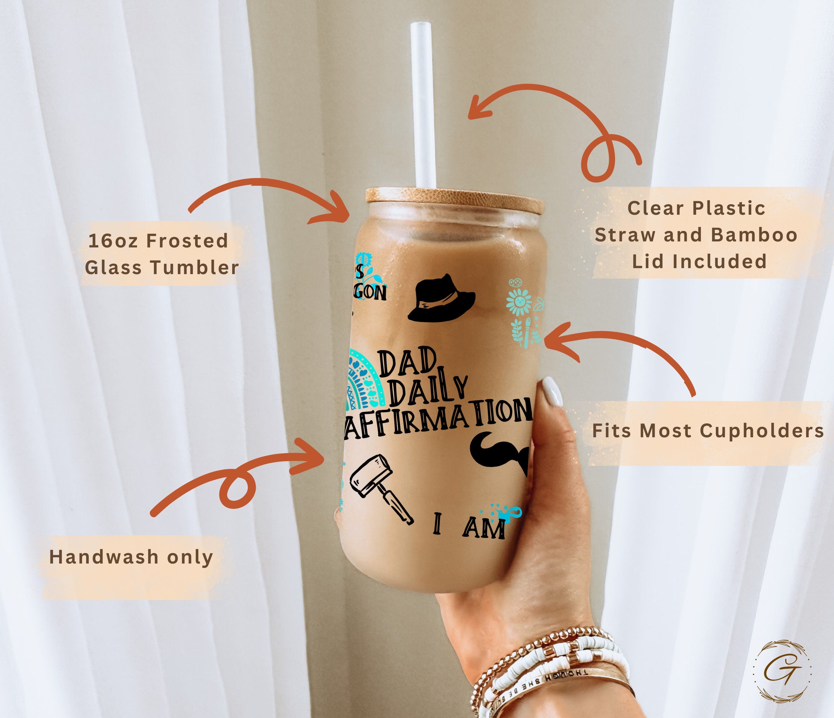 Dad Daily Affirmation 16oz Coffee Cup for DadTumbler, Frosted Coffee Cup for Dad - Personalized Father's Day Present, Father's Day Gift Idea