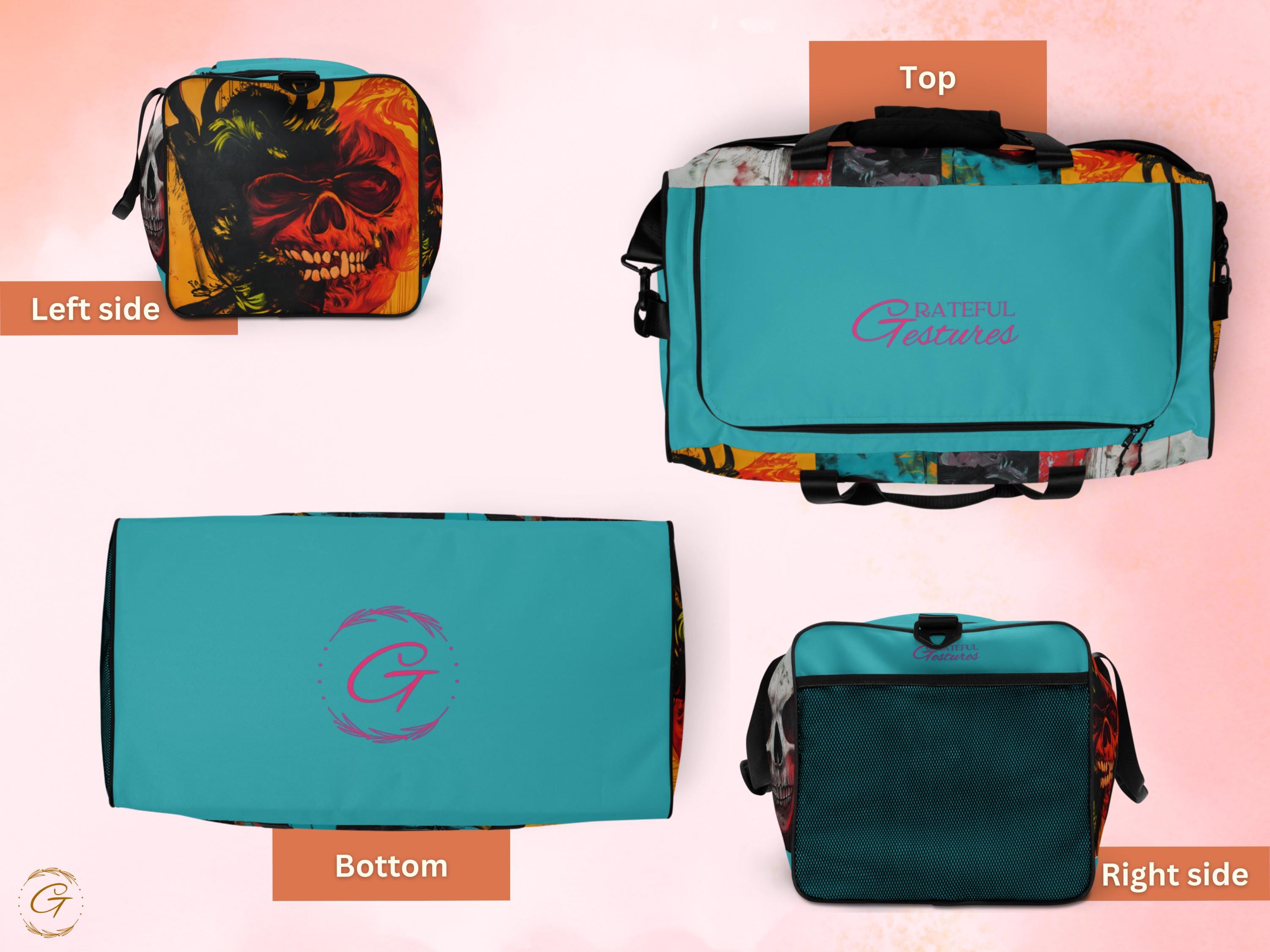 Skull AOP Duffel Bag :Unique Zombie Art Gym Bag