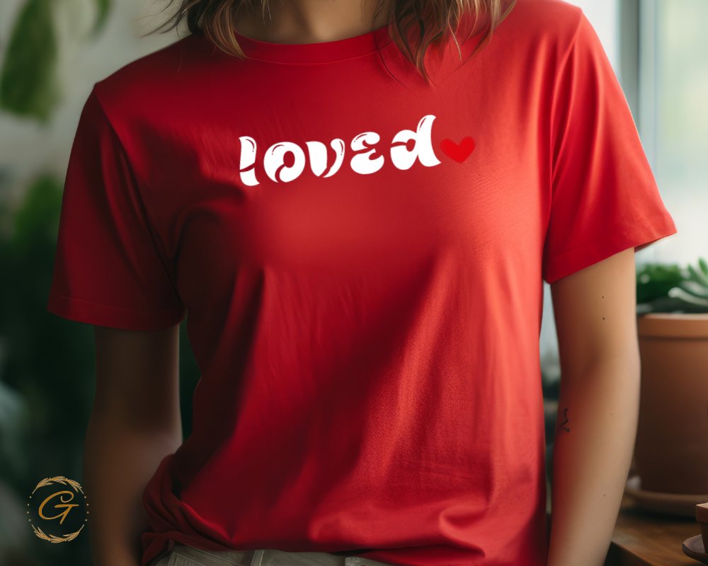 Loved Red Graphic Shirt Casual Wear Product