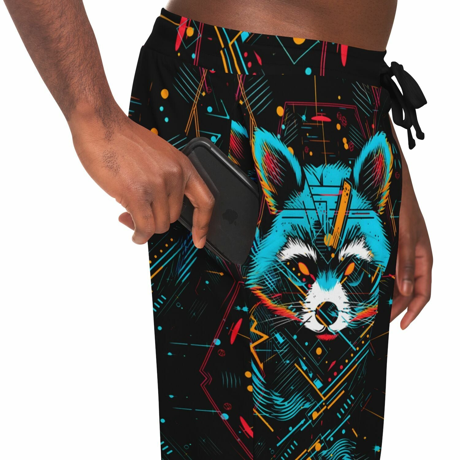 Cyberpunk Raccoon Joggers – Neon Techwear Sweatpants for Men & Women