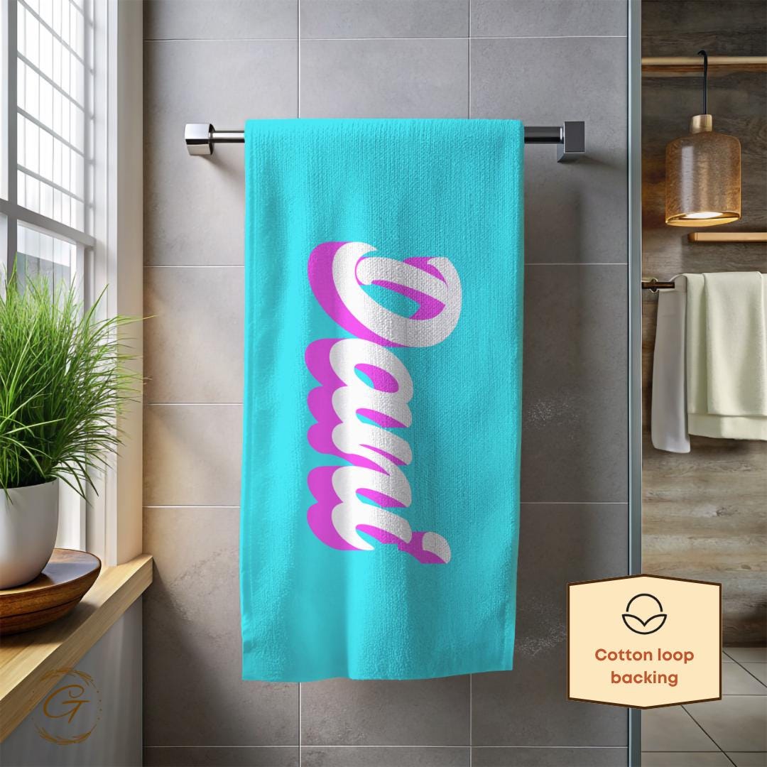 Colorful Beach Towel with Custom Name, Personalized Pool Big Towel
