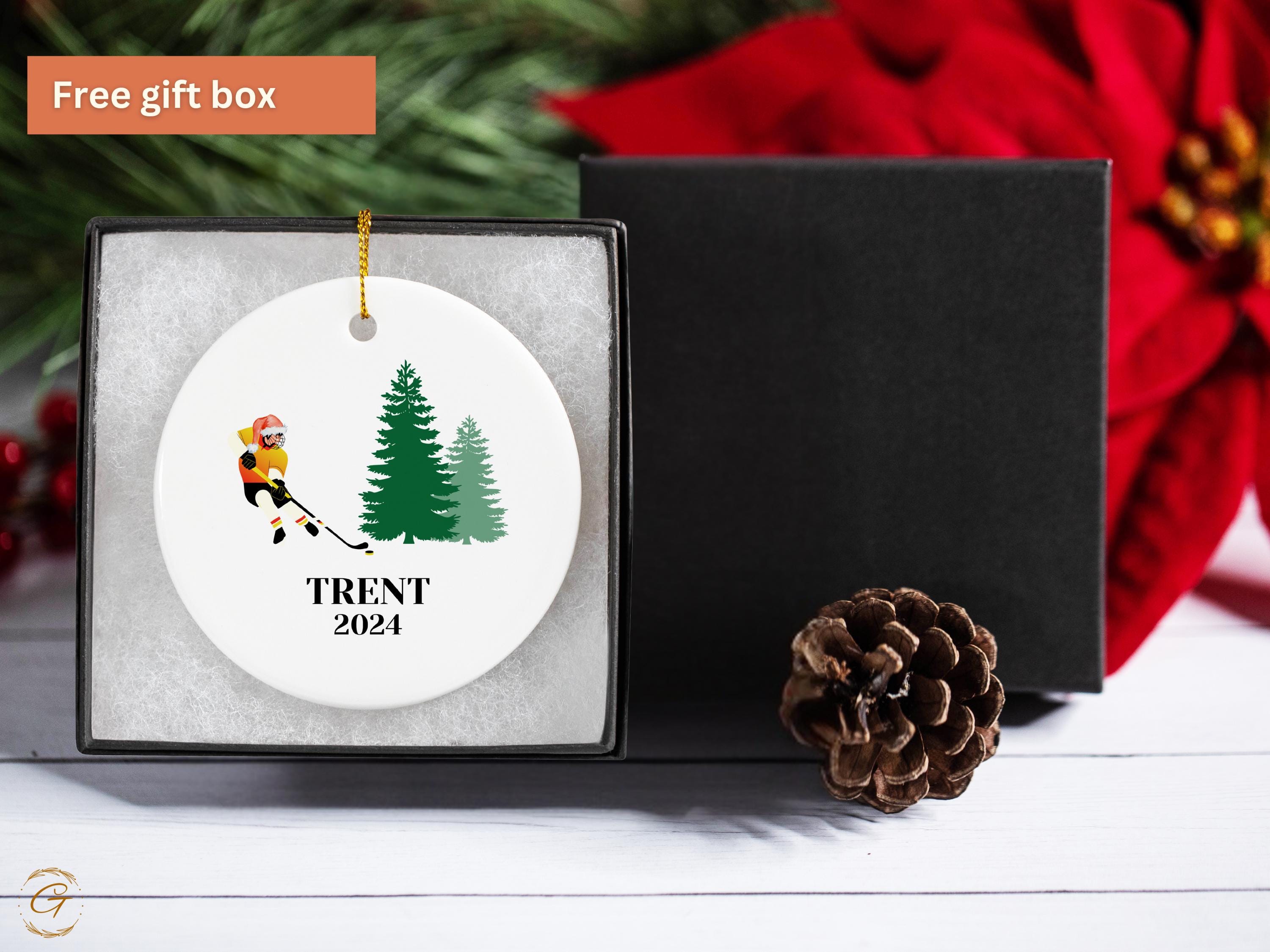 Personalized Ice Hockey Ornament, Custom Christmas Tree Decoration