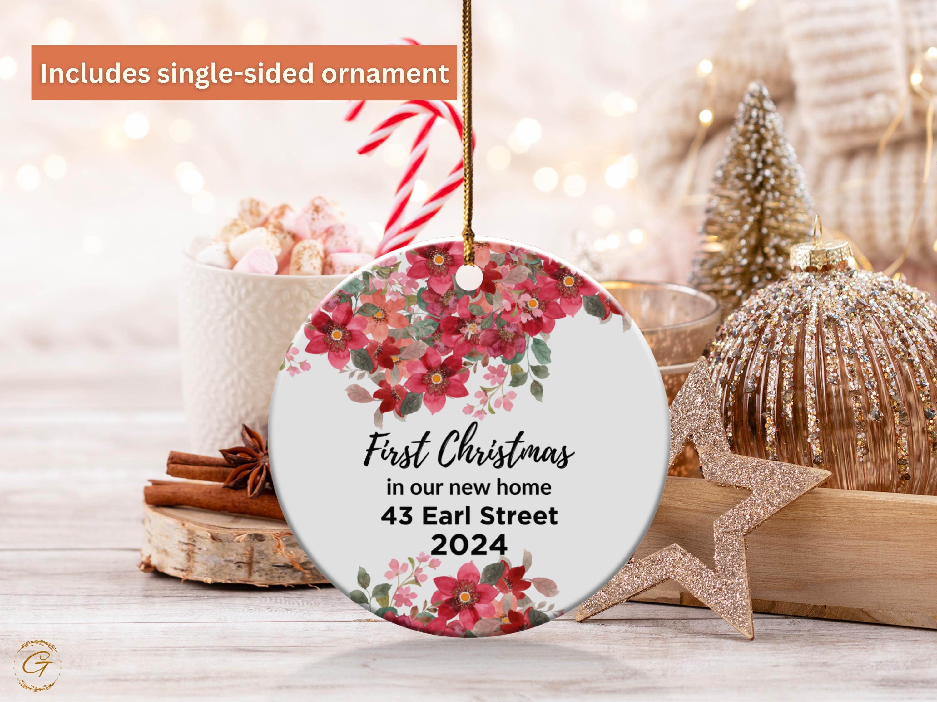 Personalized Christmas Ornament, Our First Christmas Holiday Keepsake, Floral Design Keepsake, 2024 New Home Decoration, Custom Holiday Gift