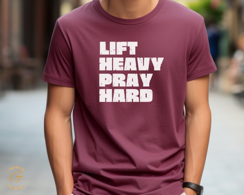 Lift Heavy Pray Hard Inspirational T-Shirt product type