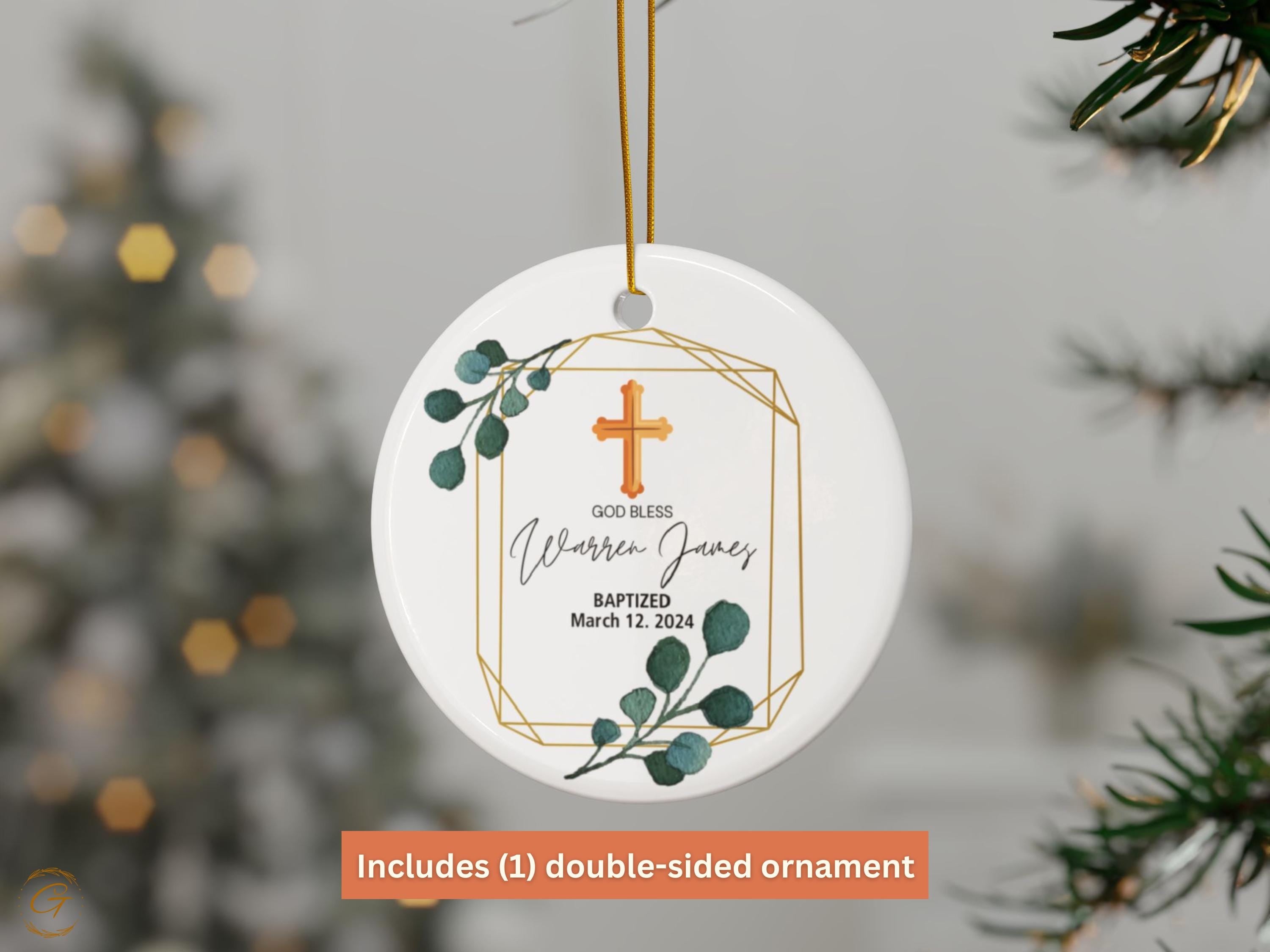 Personalized Baptism Ornament, Custom Baptism Gift, Religious Keepsake, Baby's First Baptism, Cross Decor, Unique Custom Baptism Gift Ideas