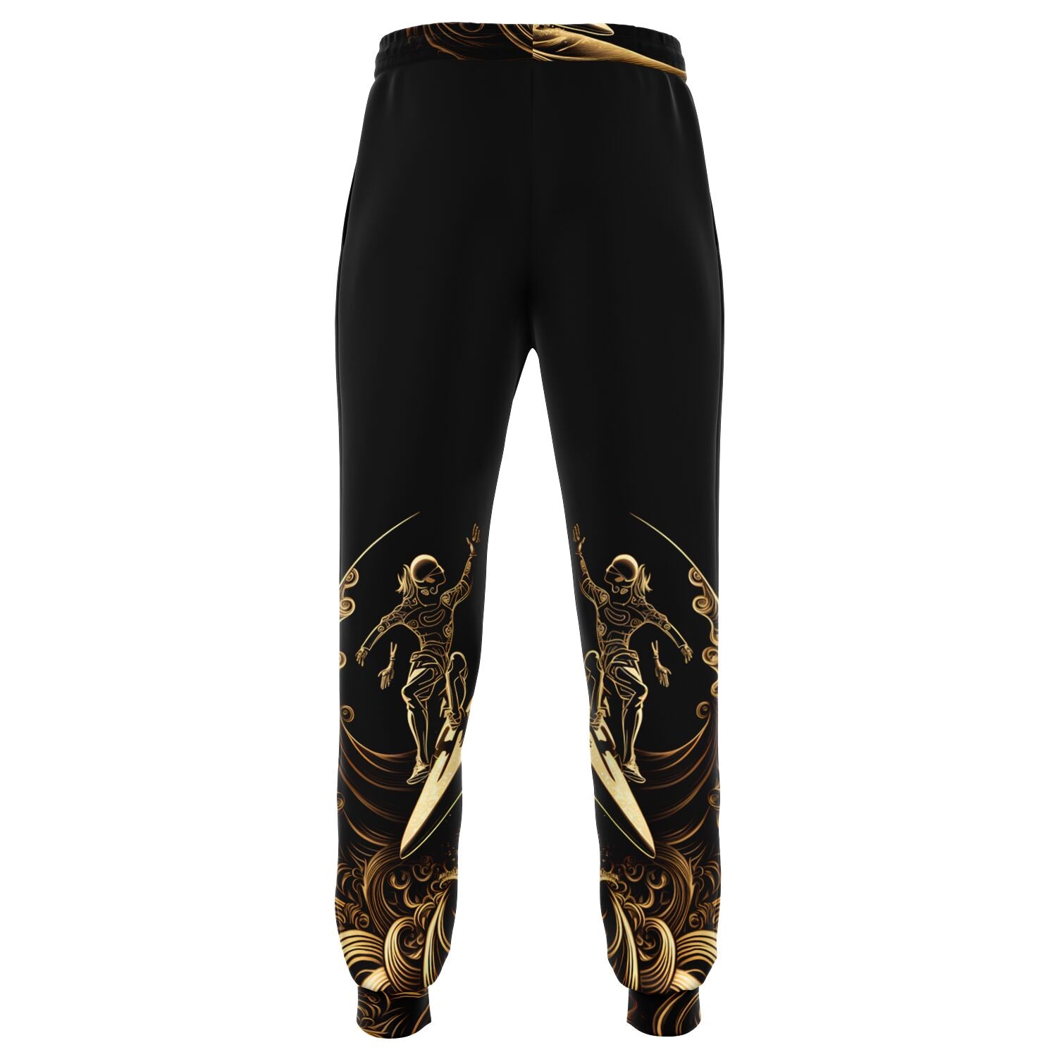 Gold Surfer Joggers – Black and Gold Wave Sweatpants