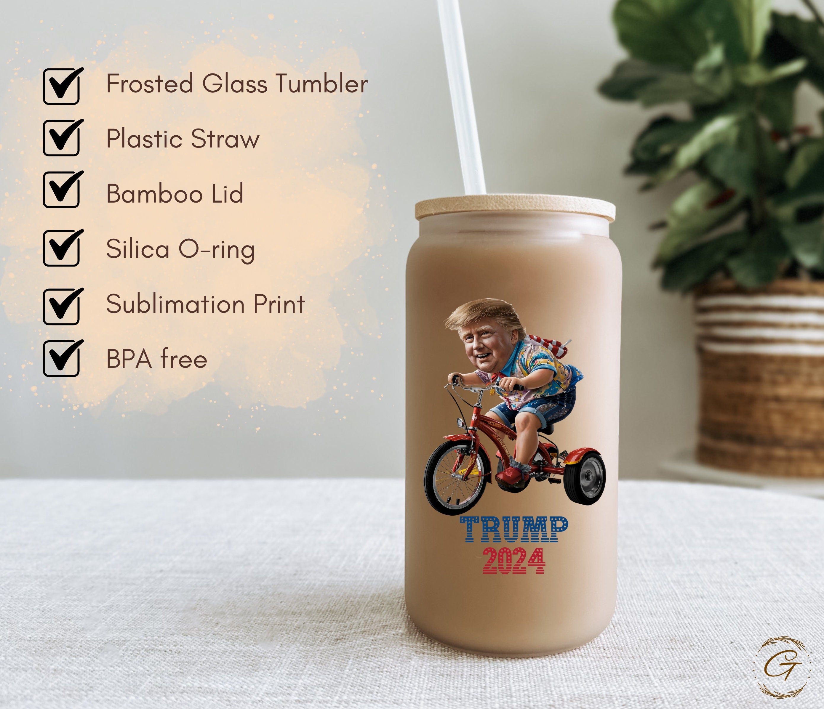 Trump 2024 Design Frosted Glass Cup