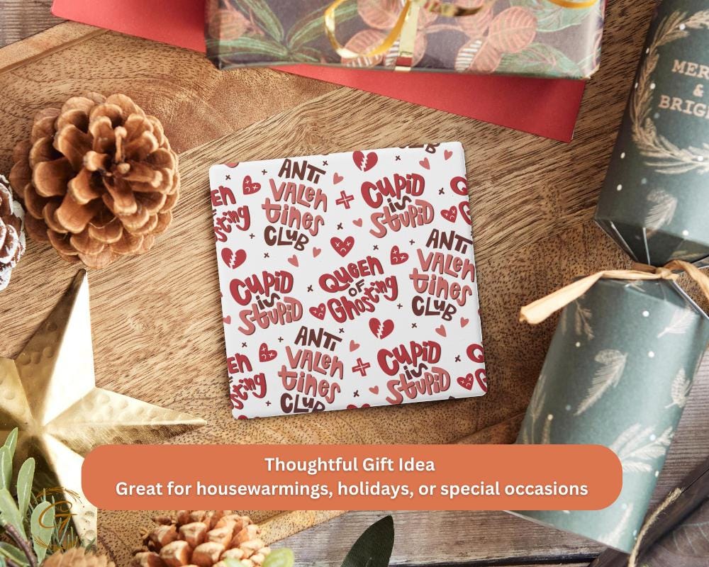 Cupid Is Stupid Square Soapstone Coasters with Cork Backing