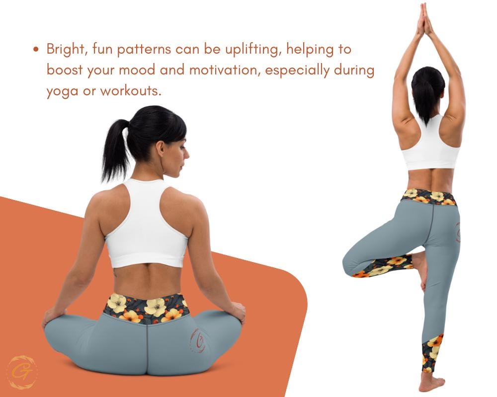 AOP Gray Floral Yoga Leggings & Shorts - High-Waisted Women’s Activewear - Trendy Workout Gear - Comfortable Gym Pants - Unique Fitness Gift