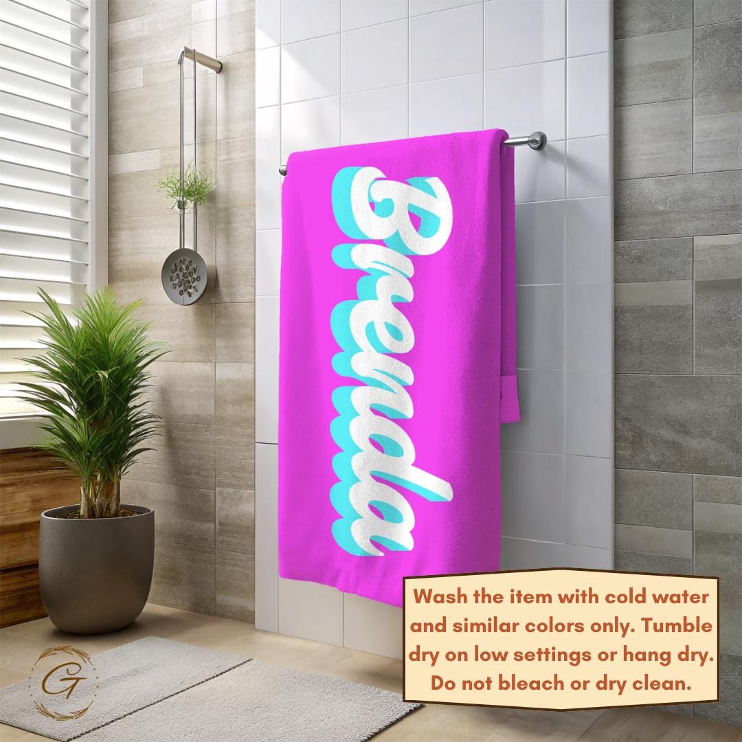 Summer Pink Beach Towel with Custom Name