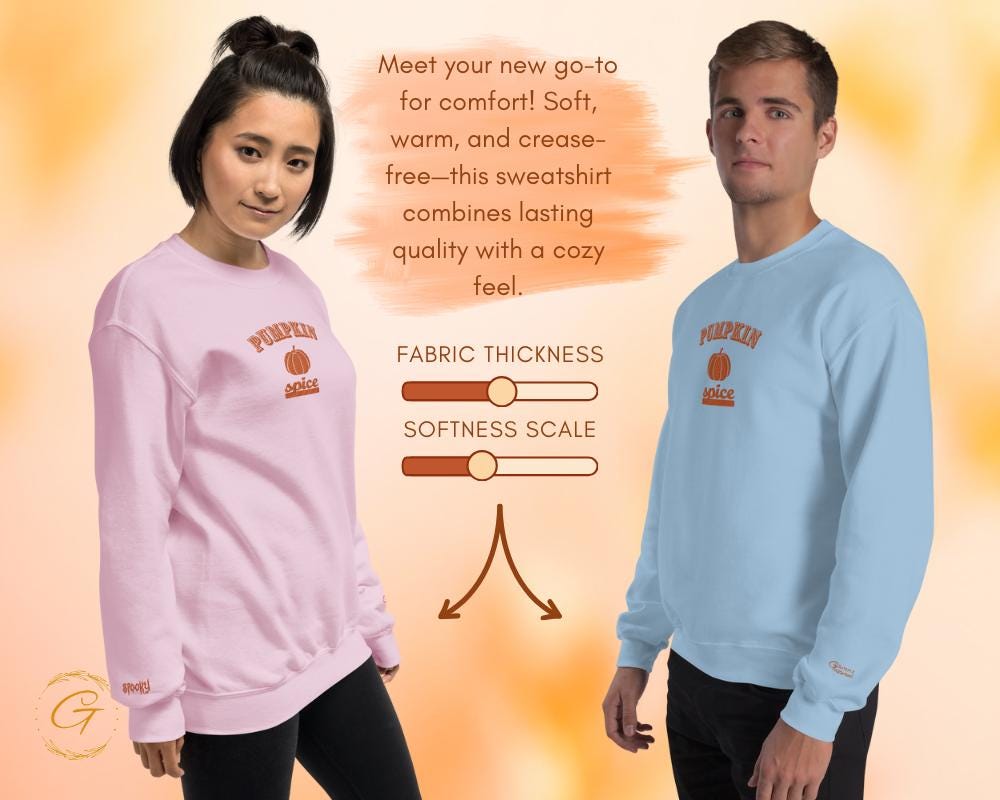 Halloween Sweatshirt, Pumpkin Spice Fall Themed Pullover, Cozy Pumpkin Spice Sweatshirt, Autumn Long-Sleeve Shirt Warm-Up Top Casual Sweater