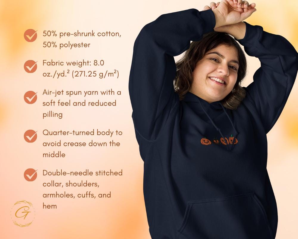 Halloween Hoodie, Four Pumpkins Hooded Sweatshirt, Pumpkin Faces Hoodie Spooky Fall Hooded Pullover Halloween Hooded Sweater, Fun Hooded Top