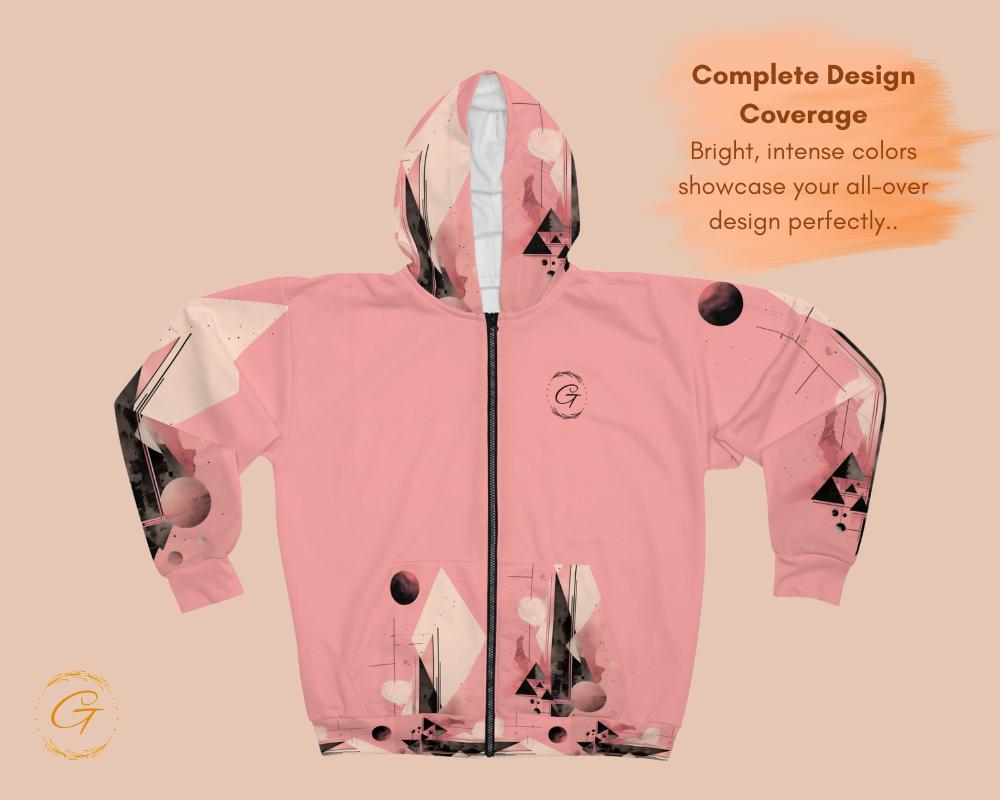 Quantum Polygons Unisex Zip Hoodie All-Over Print