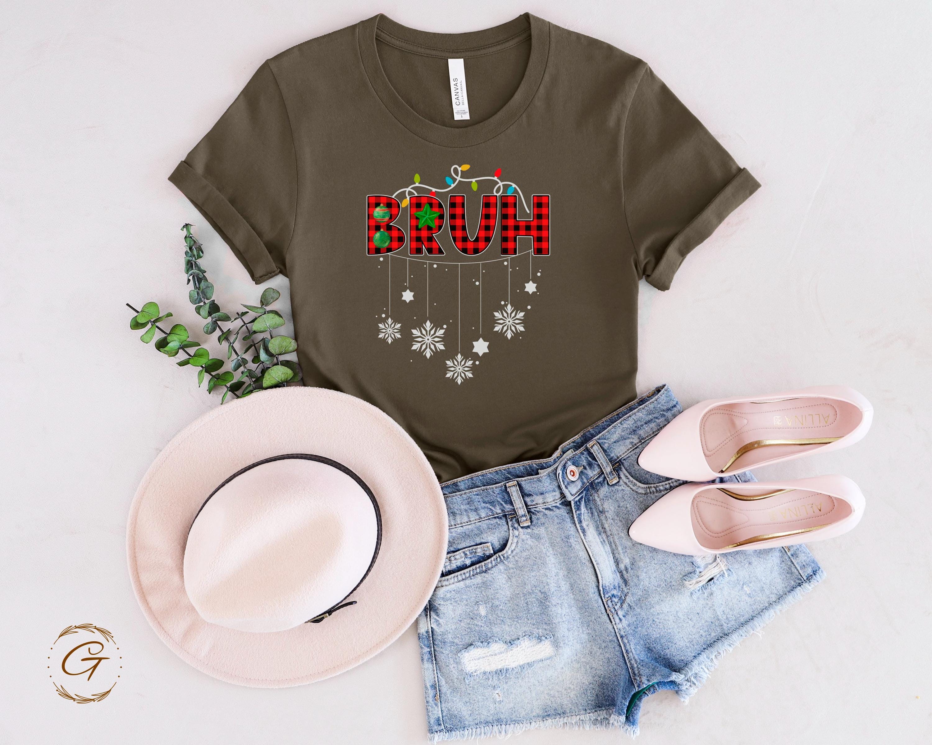 Christmas T-Shirt, Holiday BRUH Plaid Christmas Tee