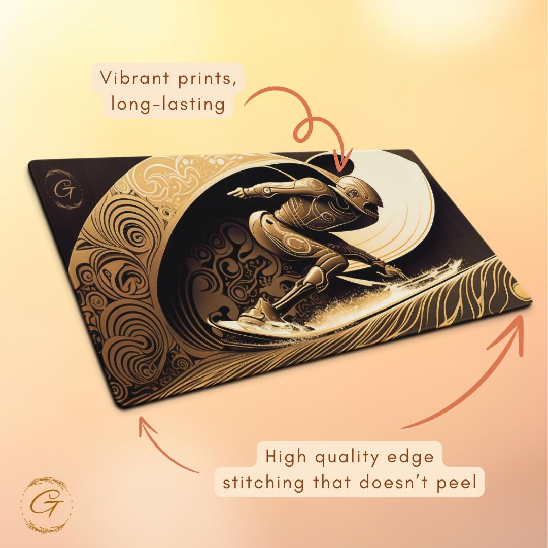 Space Surfer Design Gaming Mouse Pad, Large Desk Mat Artistic Design Office Desk Accessory Waterproof and Non-Slip Unique Computer Mouse Pad