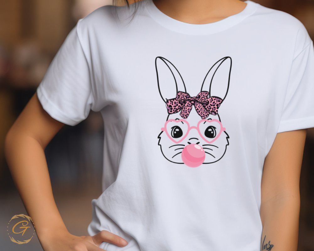 Cute Bunny Design with Leopard Bow Tie T-Shirt product