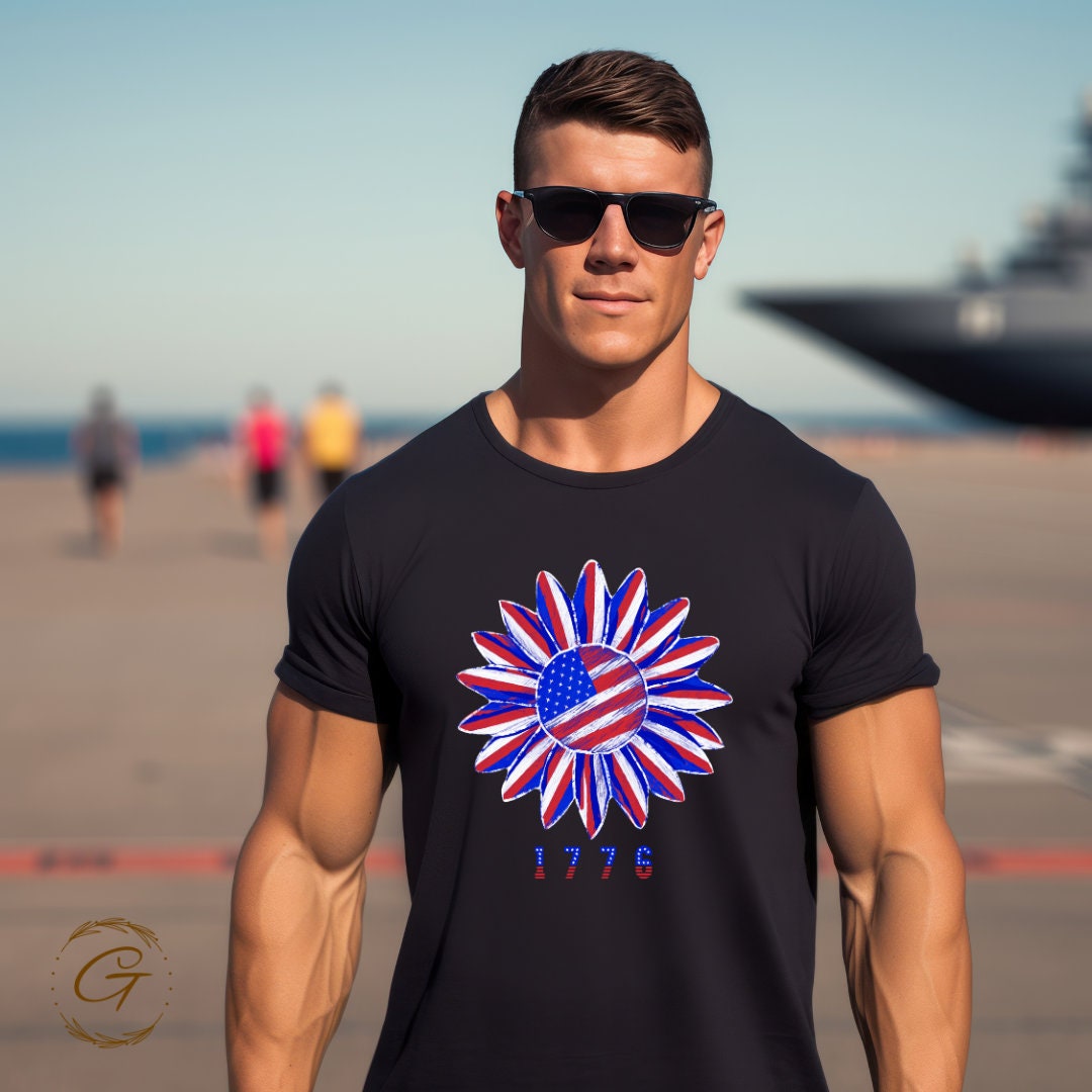 Juneteenth T-Shirt 1776 Flower American Flag Tee
