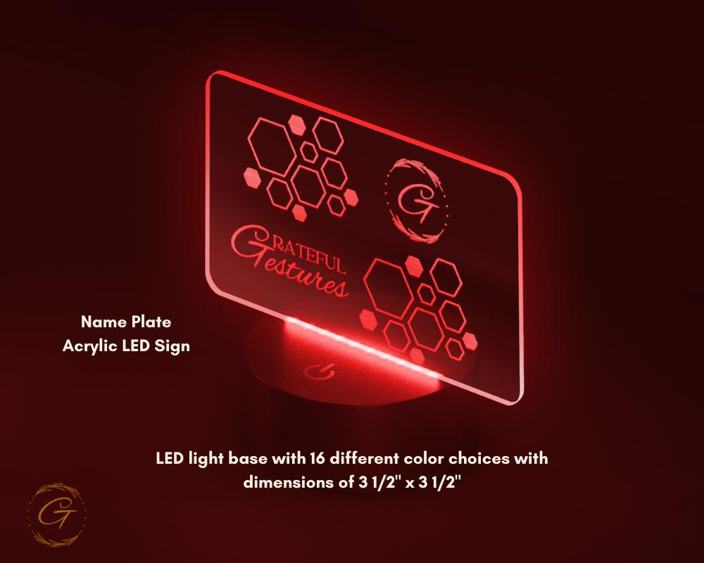 Polygon Grateful Gestures and G Design Acrylic LED Sign, Personalized Room Decor