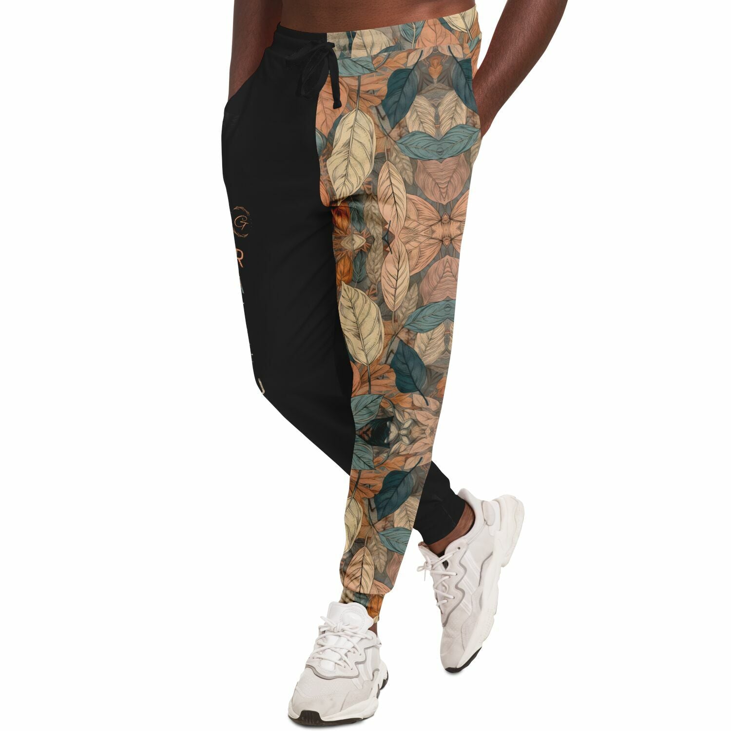 Earthy Leaf Print Joggers – Boho Aesthetic Sweatpants