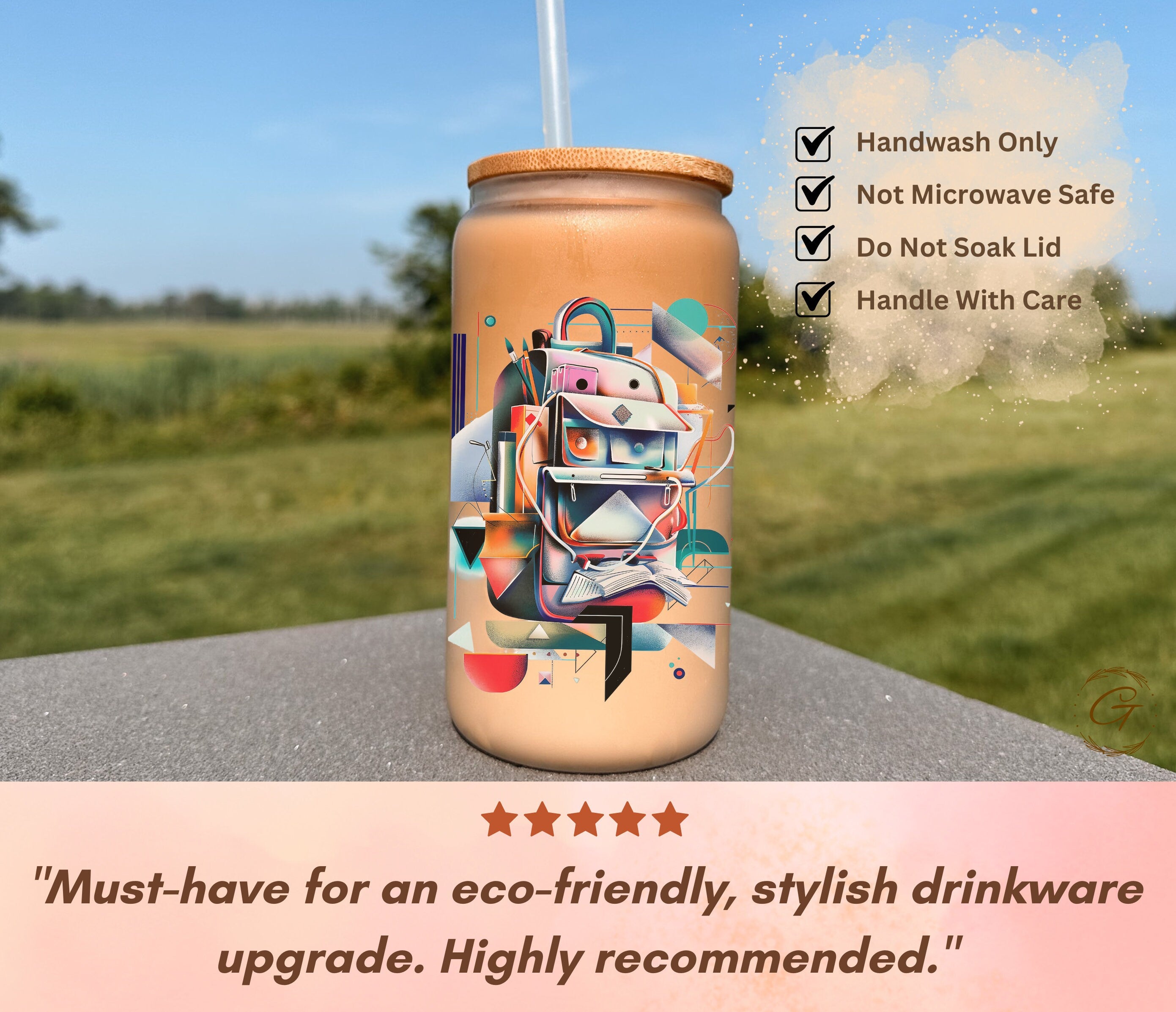 Back to School Design Frosted Glass Cup