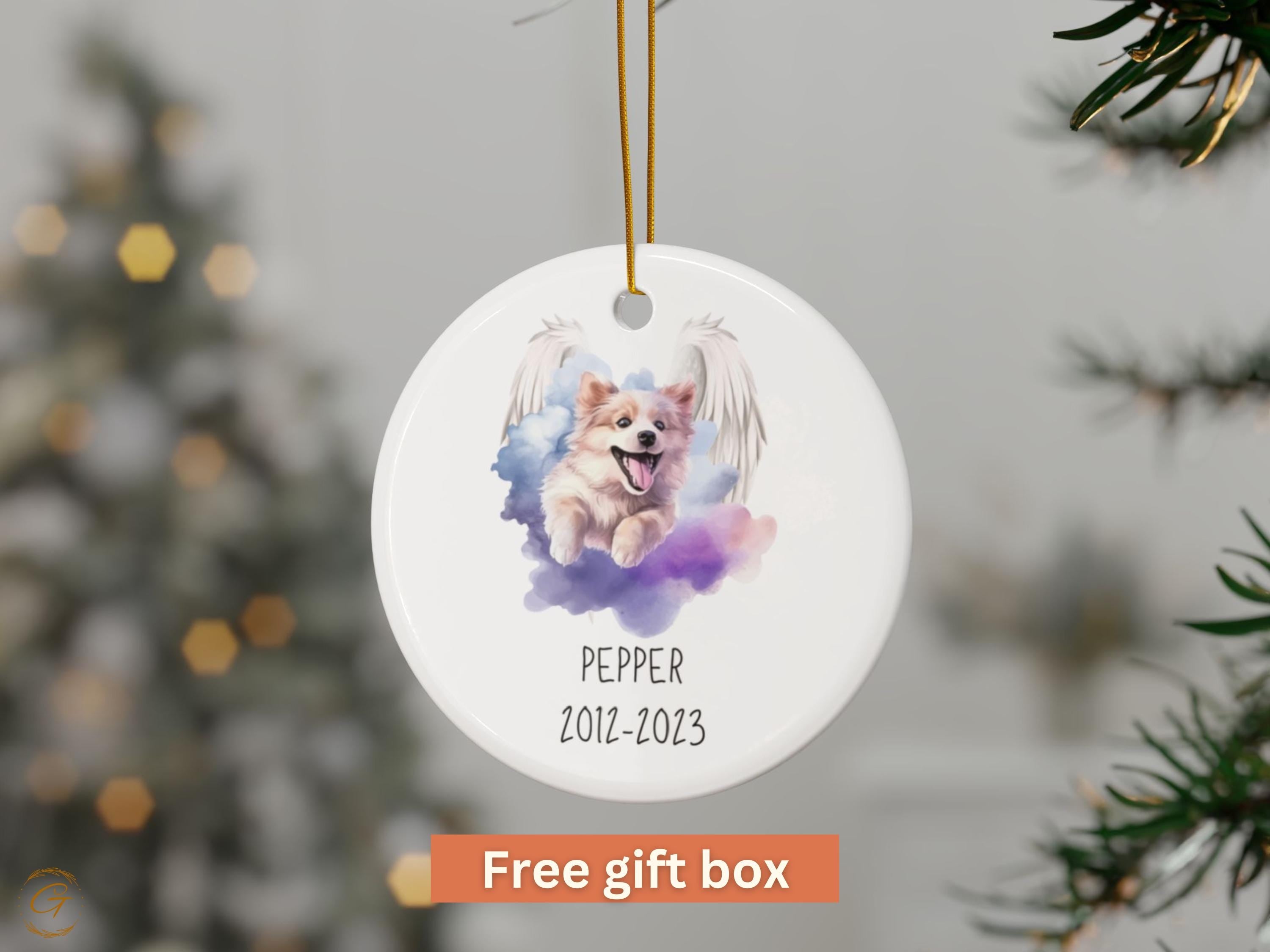 Personalized Memorial Dog Ornament, Custom Pet Loss Gift, Personalize Angel Dog Remembrance Keepsake, Pet Dog Memorial Christmas Decoration