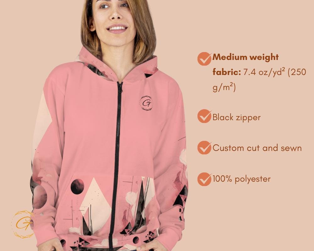 Quantum Polygons Unisex Zip Hoodie All-Over Print