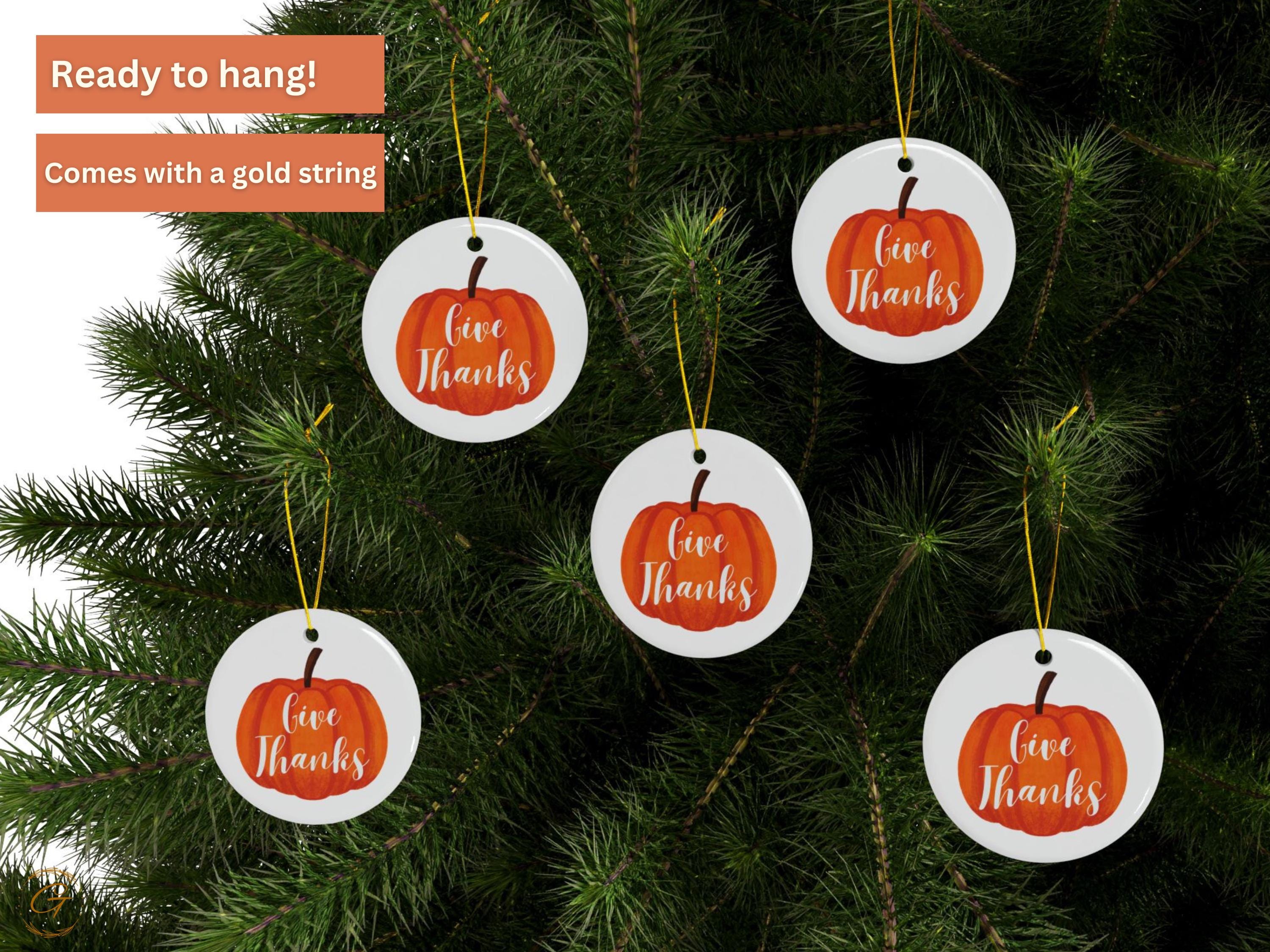Thanksgiving Pumpkin Ornament, Autumn Home Keepsakes, Give Thanks Fall Ornament, Harvest Themed Decor, Holiday Pumpkin Gift, Seasonal Decors