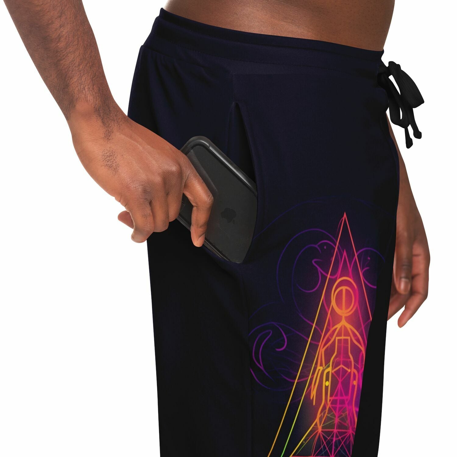 Neon Geometric Spiritual Joggers – Psychedelic Enlightenment Sweatpants