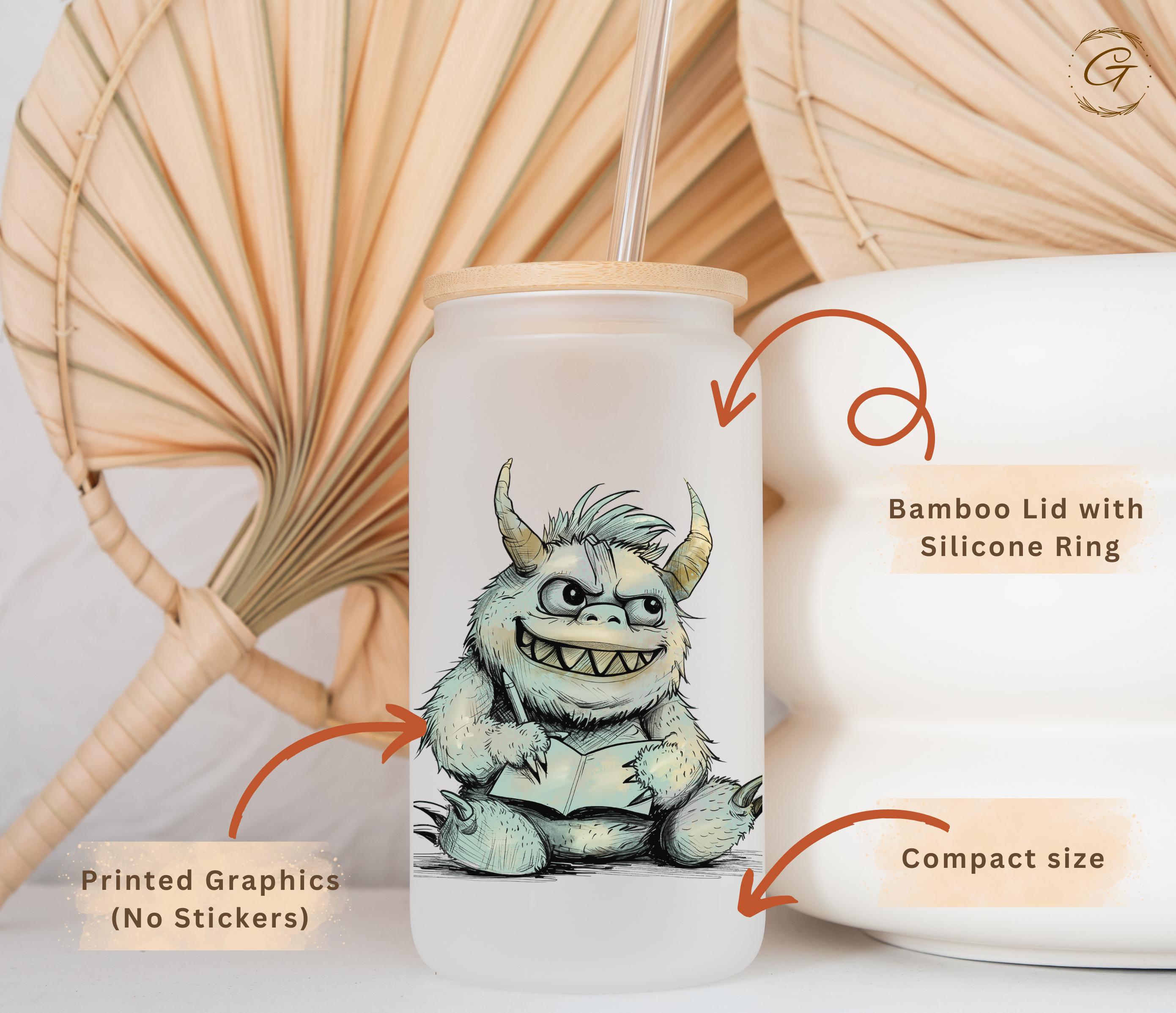 Monster School Yay Design Frosted Glass Cup