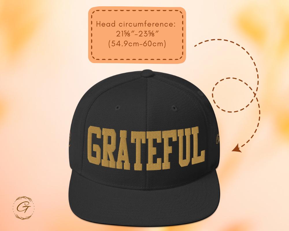GRATEFUL Snapback Hat Embroidered Design
