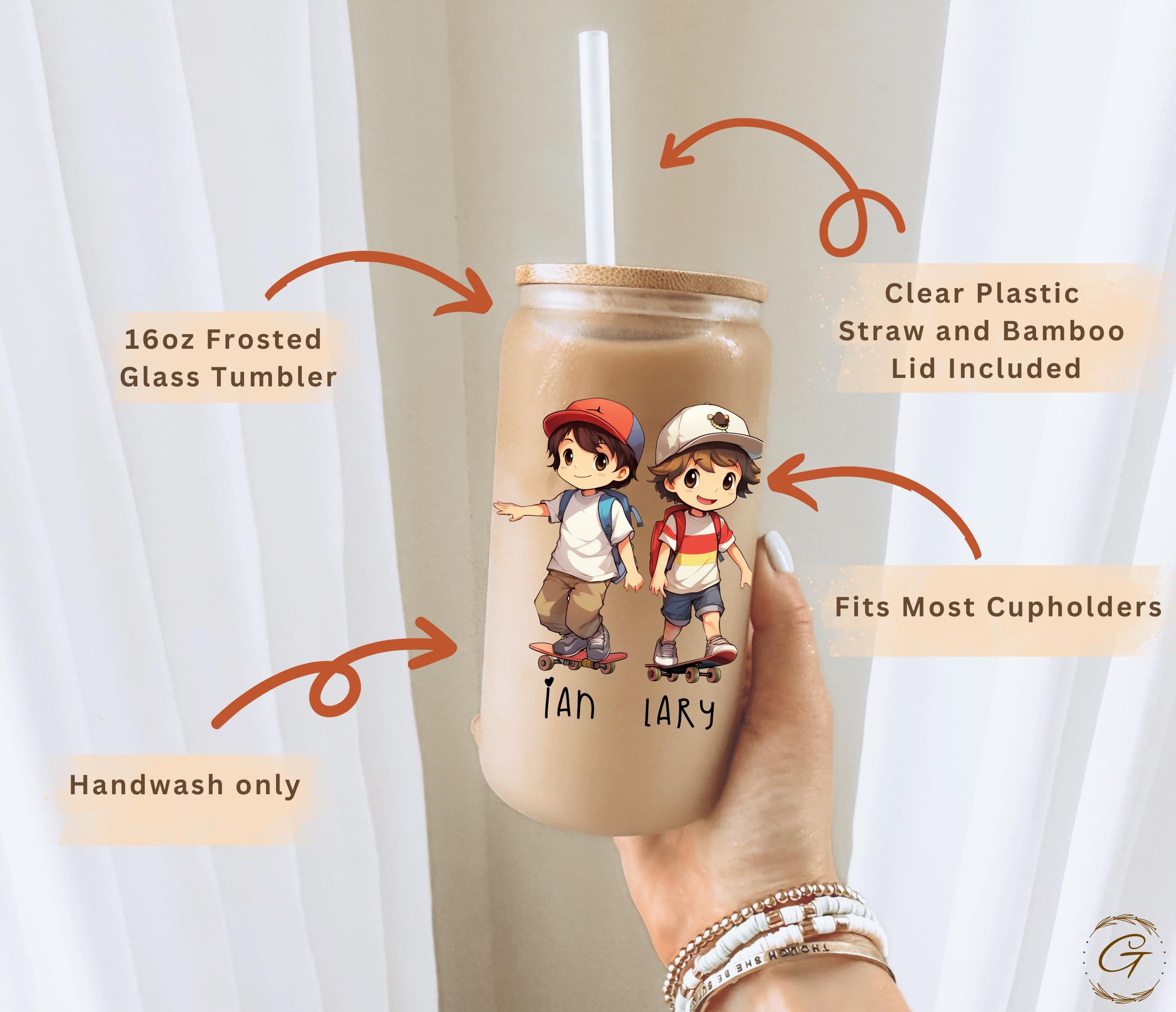 School Buddies Frosted Personalized Glass Cup