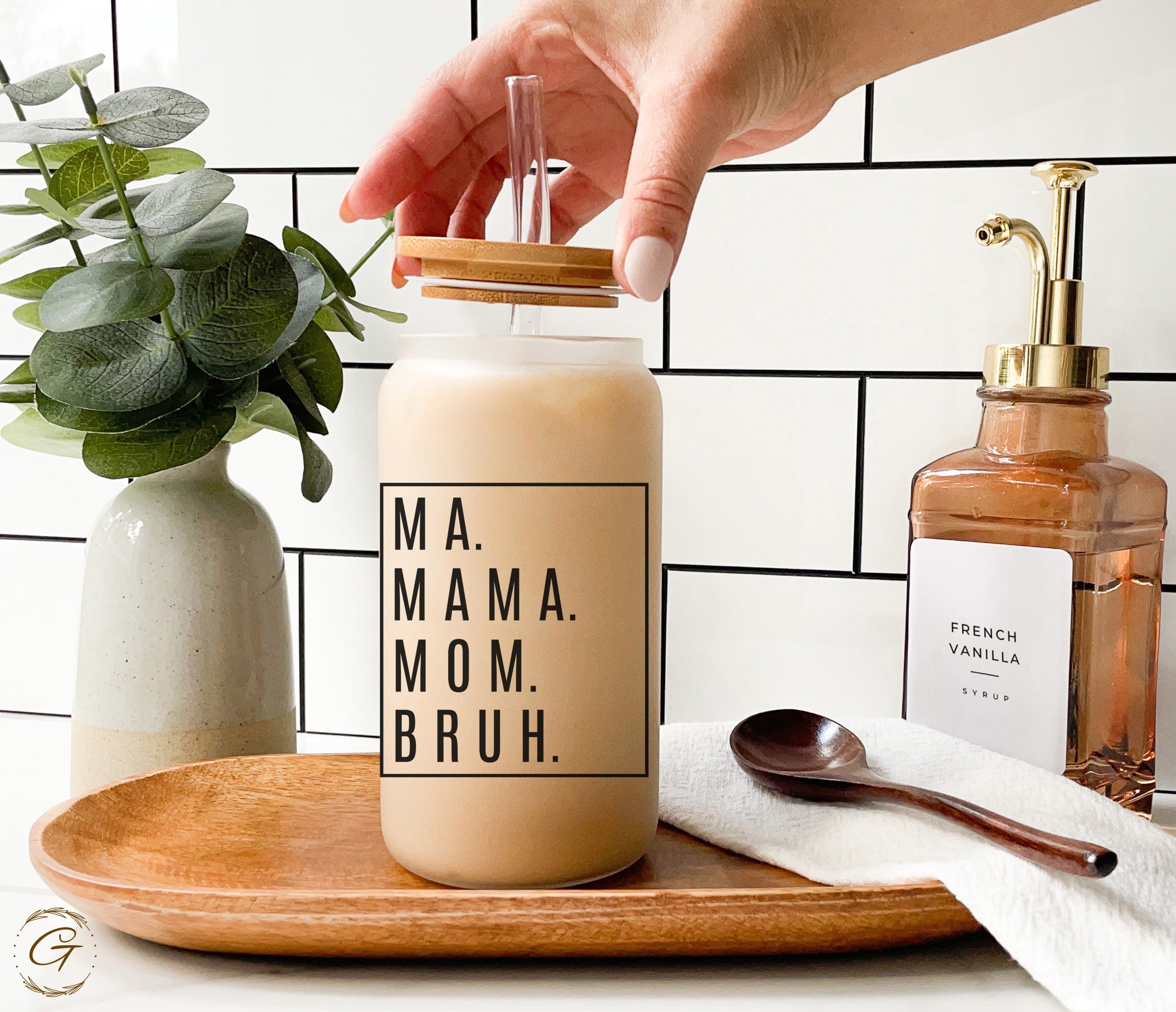 Mama Frosted Cup Gift For Mothers Day Gift For Mom's Birthday From Kids Mama Needs Coffee Custom Glass Tumbler For Iced Coffee Gift For Her