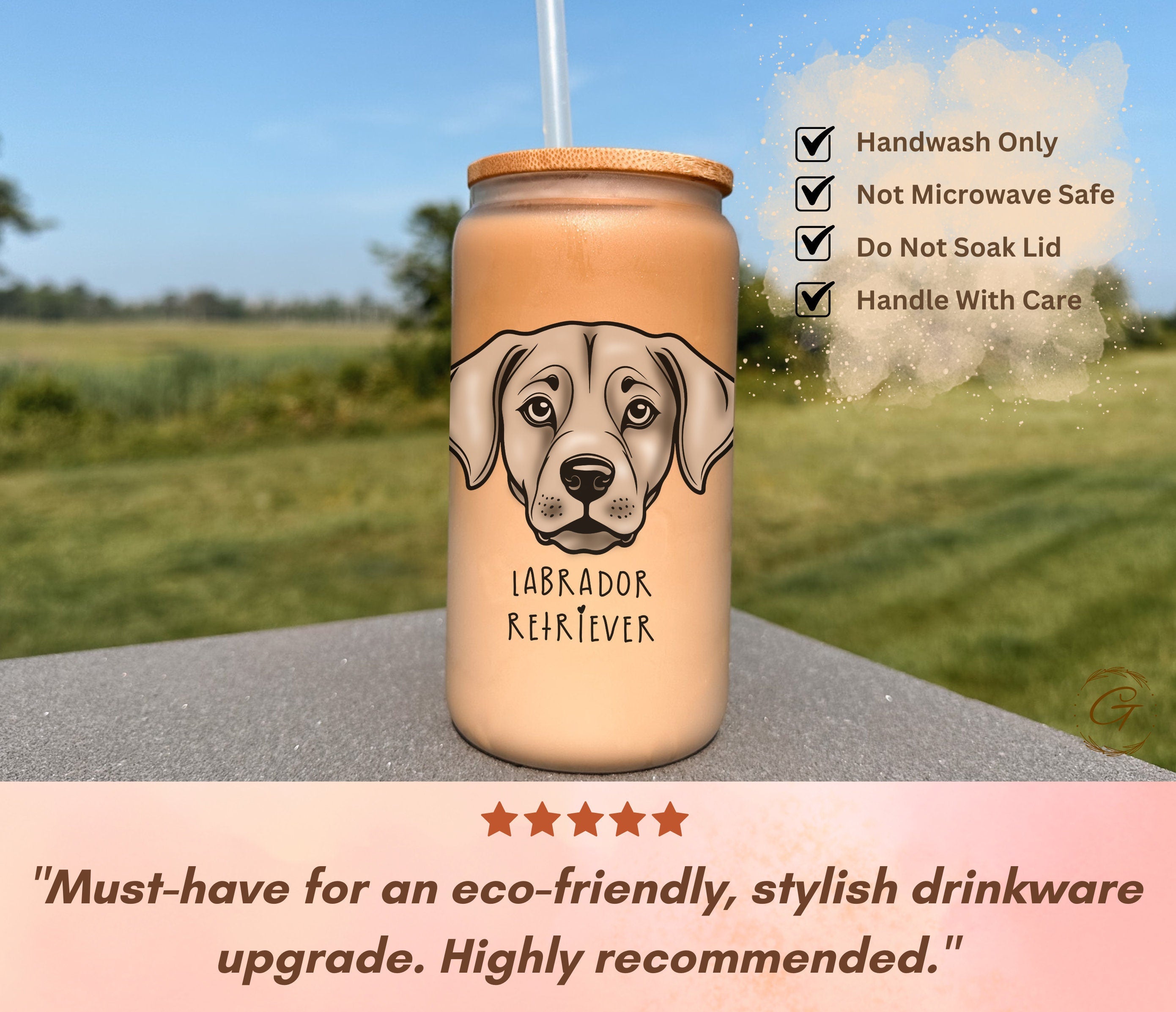 Labrador Retriever Dog Design Frosted Glass