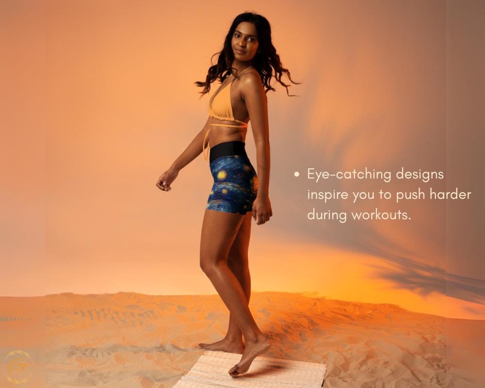 Starry Night Floral Minimalist Leggings and Shorts