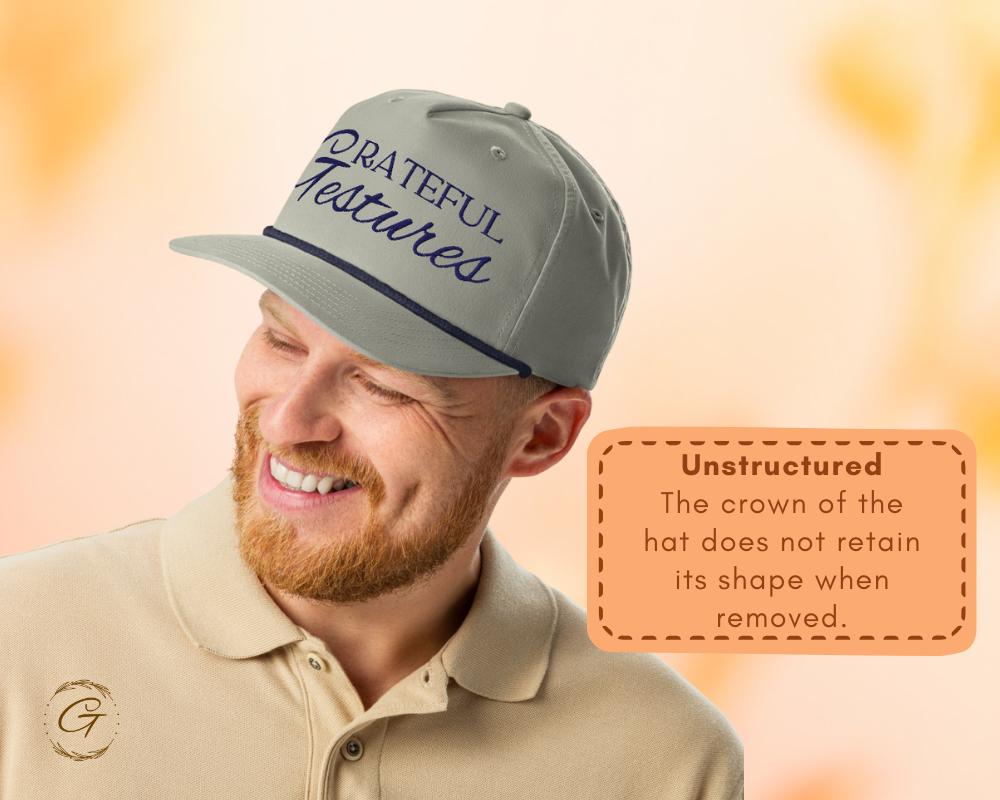 Grateful Gesture Embroidered Navy Blue Golf Rope Cap