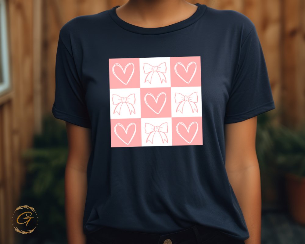 Stylish Tee with Bows and Hearts Simple Product type