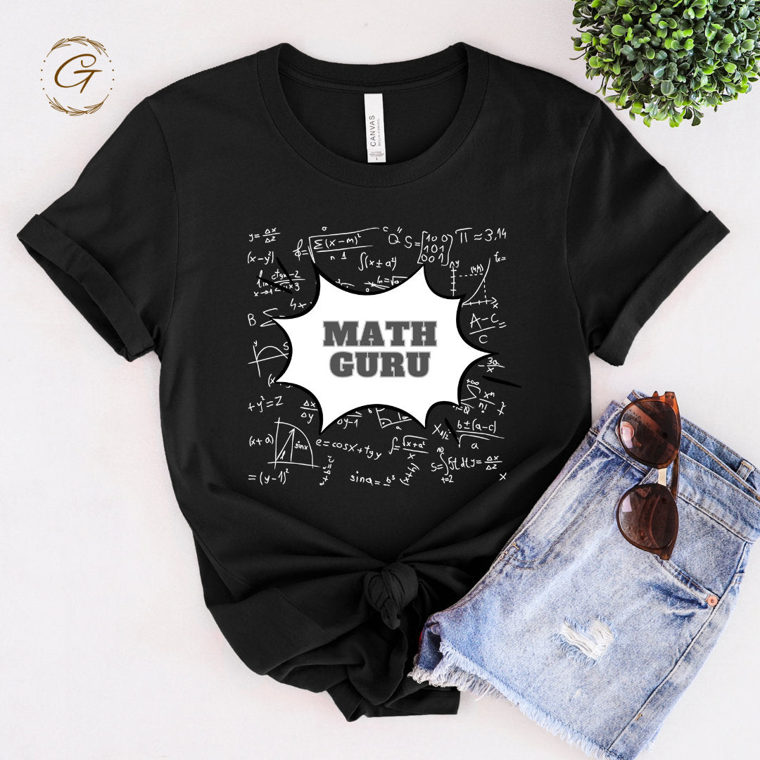 Teachers Tshirt Math Guru Graphic Comfy Tee for Educators