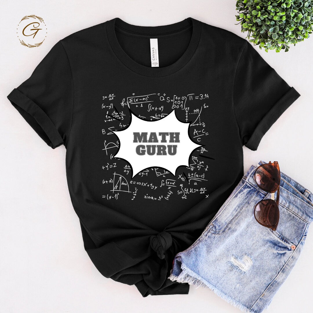 Teachers Tshirt Math Guru Graphic Comfy Tee for Educators