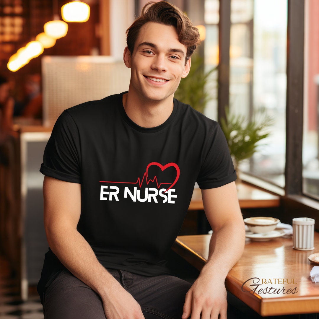 ER Nurse Shirt with Heartbeat Design Tee