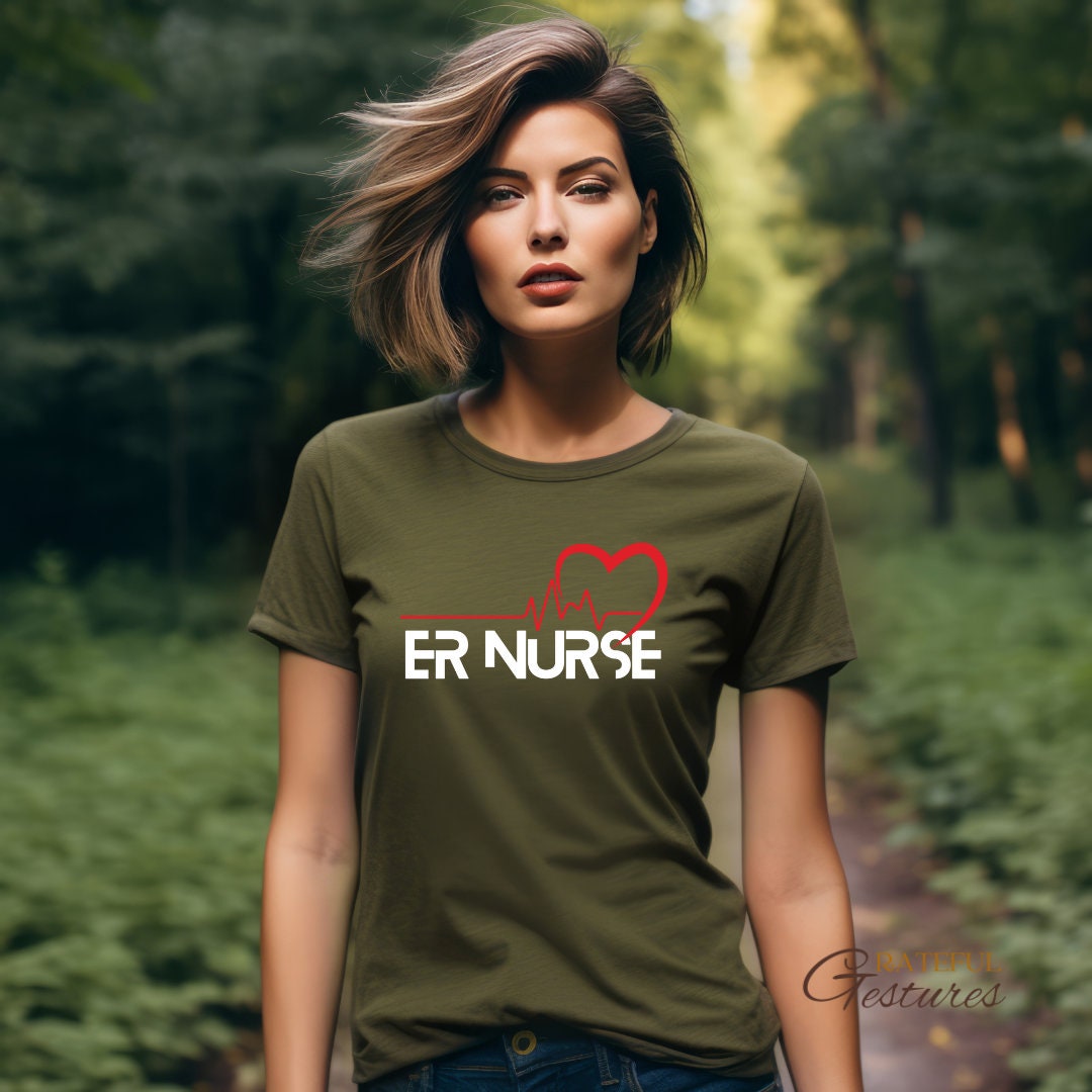 ER Nurse Shirt with Heartbeat Design Tee
