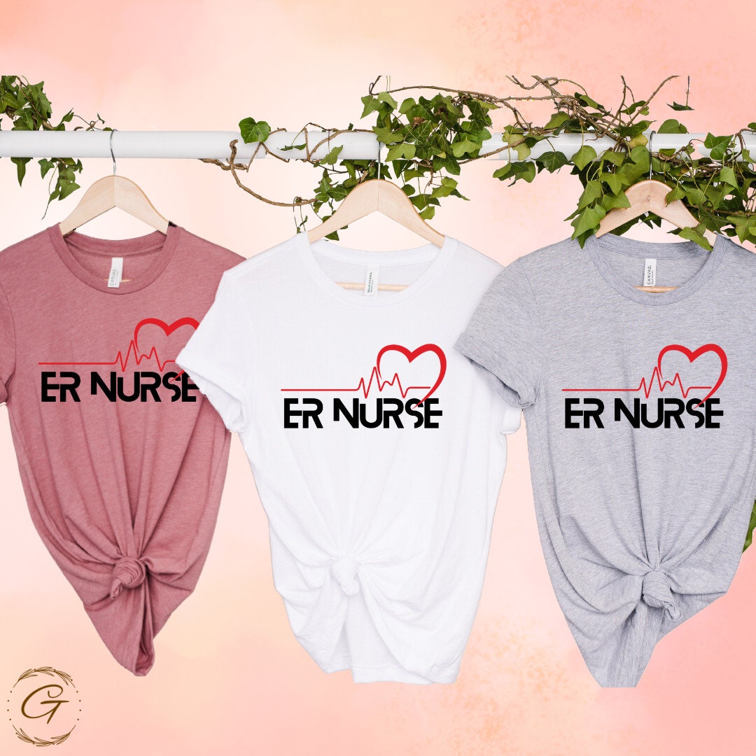 ER Nurse Shirt with Heartbeat Design Tee
