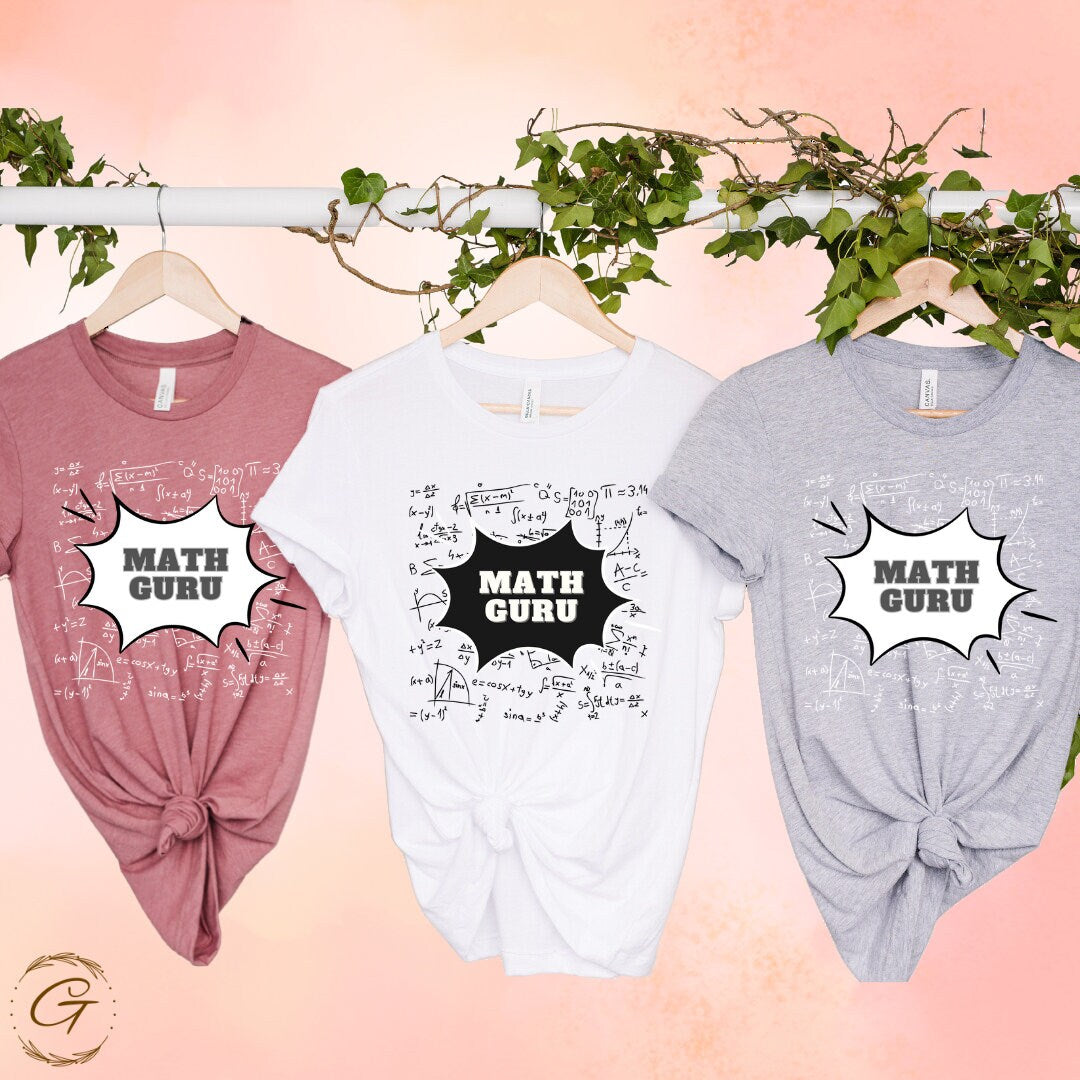 Teachers Tshirt Math Guru Graphic Comfy Tee for Educators