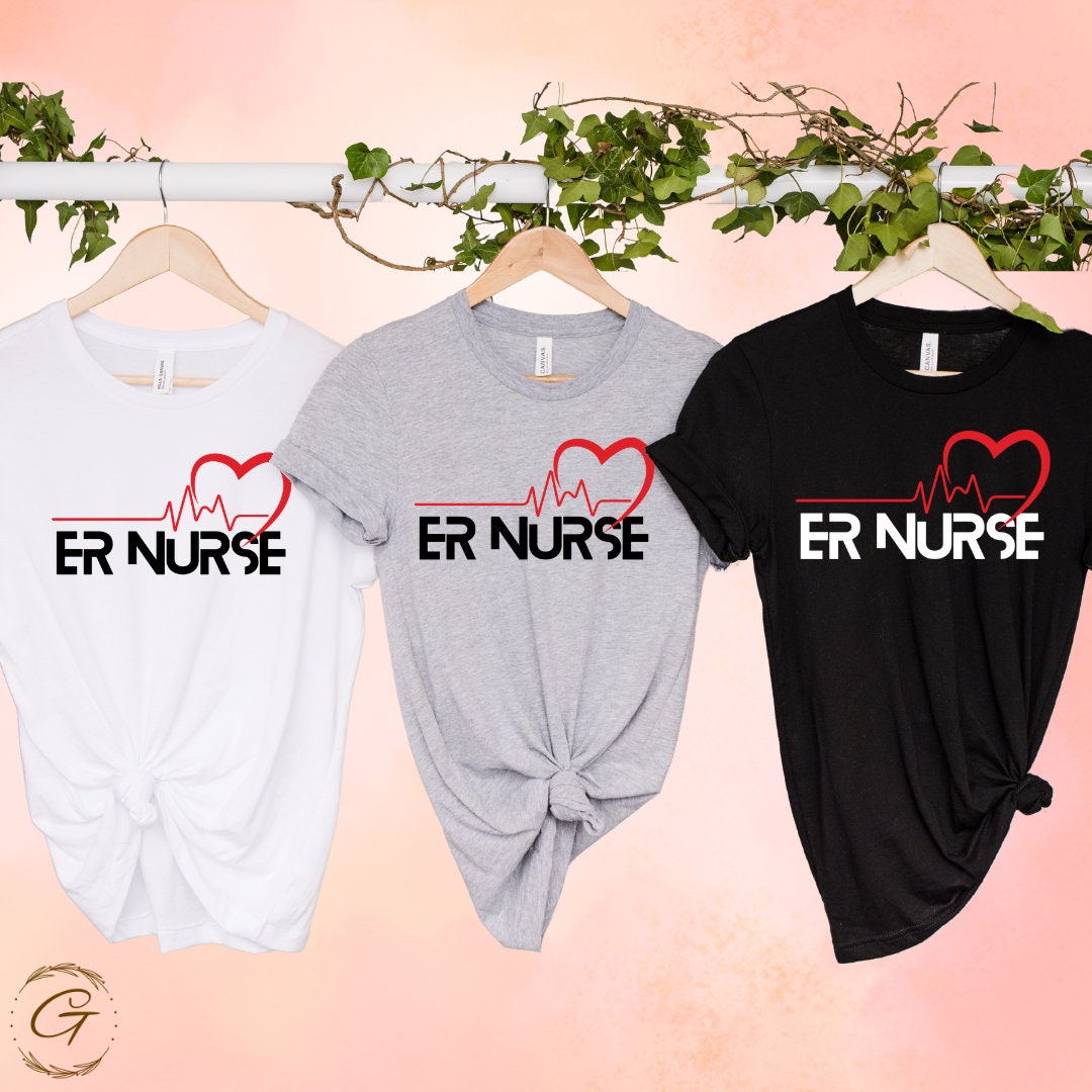 ER Nurse Shirt with Heartbeat Design Tee