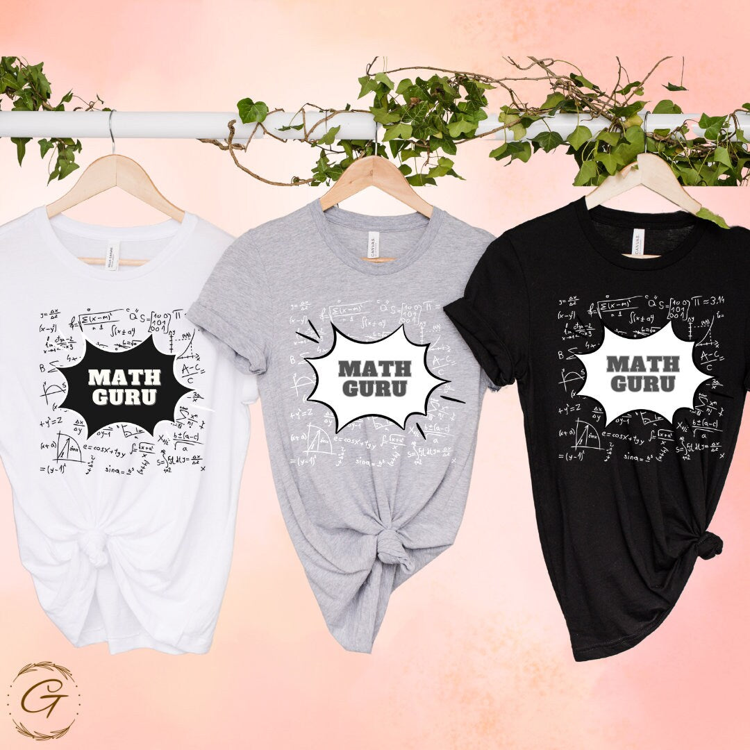 Teachers Tshirt Math Guru Graphic Comfy Tee for Educators