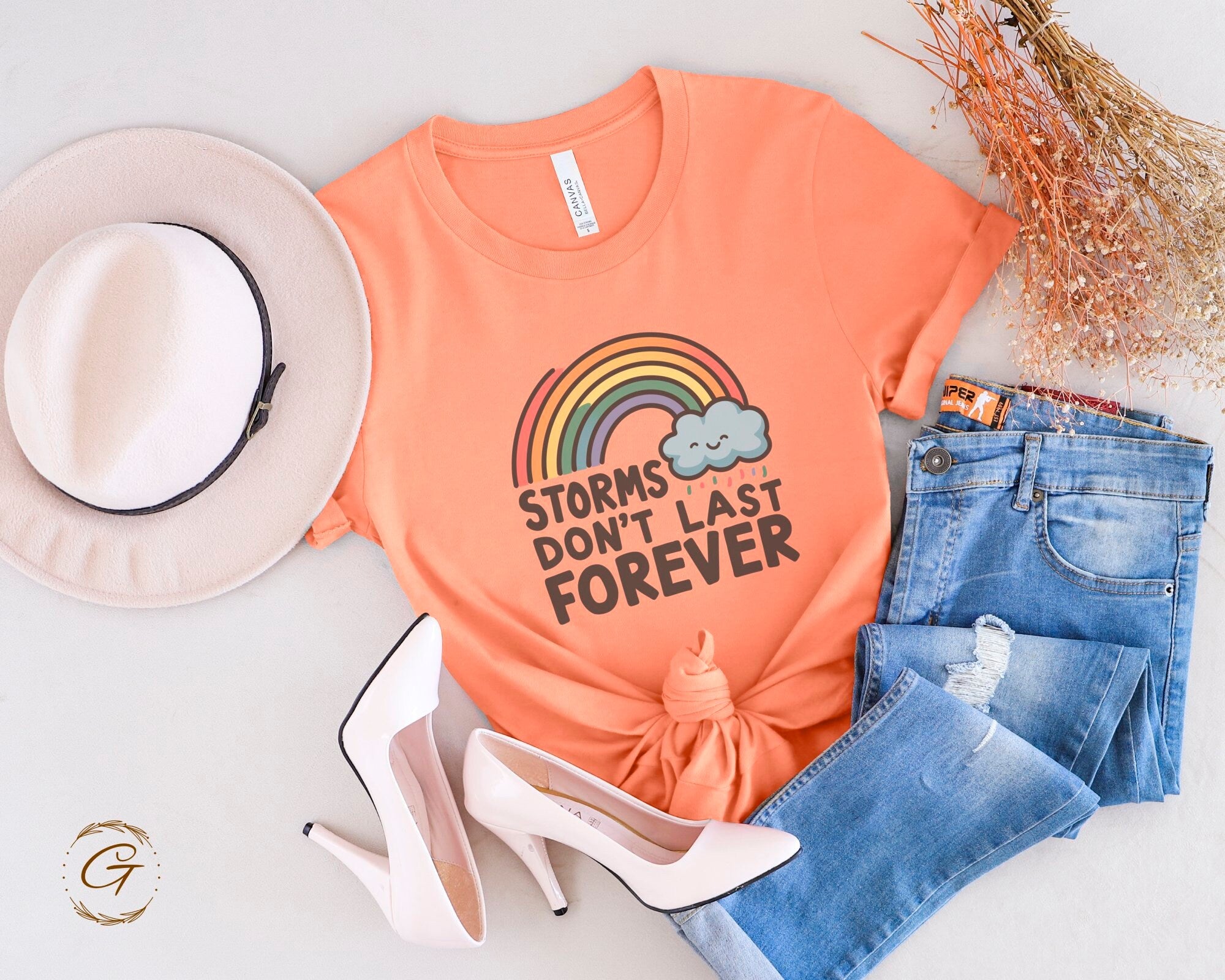 Rainbow Graphic T-Shirt, Storms Don't Last Forever
